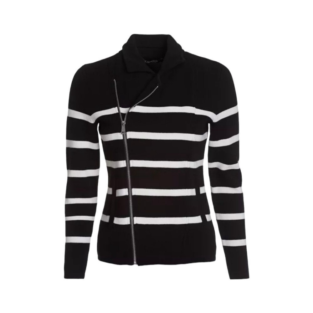 Ralph Lauren Moto Jacket Asymmetrical Zip Navy Sz L Preppy NWOT Knit Blazer - Picture 14 of 15